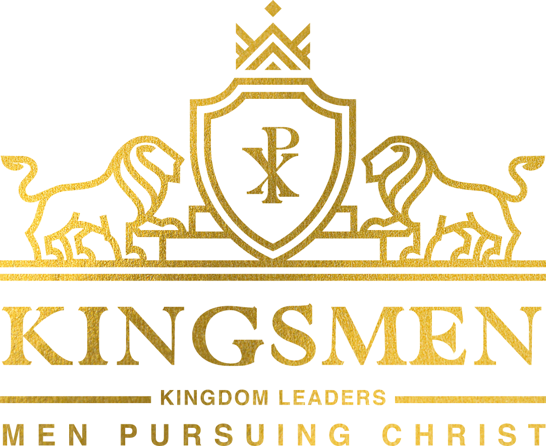 Kingsmen crest — two lions guarding a shield bearing the Chi-Rho
